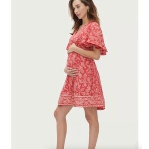 HATCH Maternity The Grace Bandana Flutter Sleeve Red Dress Women's Size 1 EUC